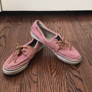 Sperry’s salmon cotton deck shoes, size 10